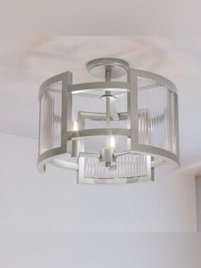 Quoizel Lexon 13-in Brushed Nickel Indoor 3
-Light Semi-flush Mount Light